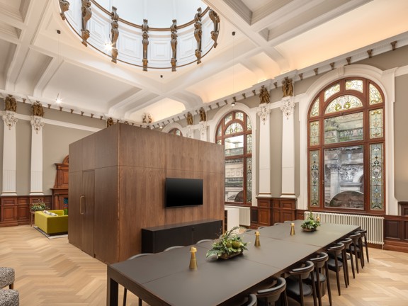 Penthouse lounge and boardroom with dome ceiling.