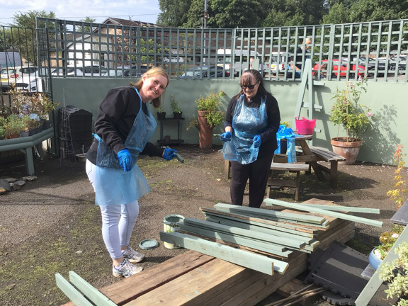 Volunteering - making planters