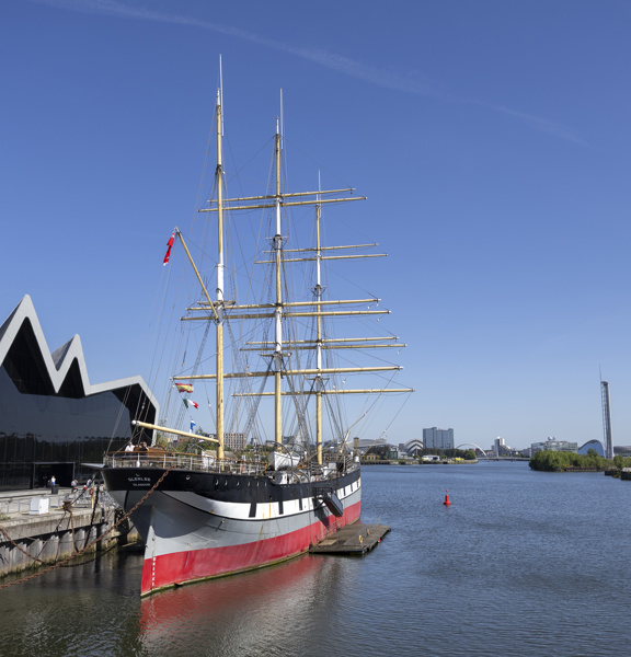 Tall Ship Glenlee docked at The Riverside museum