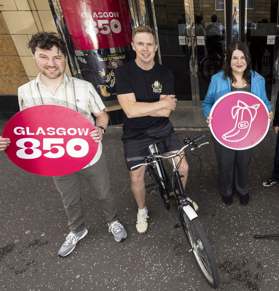 Paul Gallagher Head of Programme at Glasgow Film, Martin Heaney, Founder of Gallus Pedals, Cllr Susan Aitken, Comedian Viv Gee & Comedian Scott Agnew
