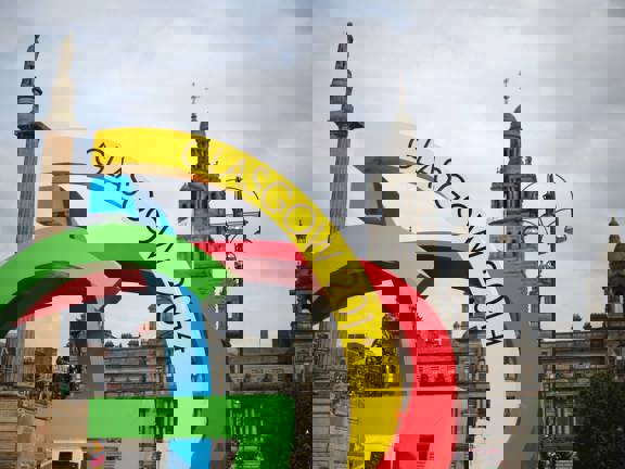 Colourful Glasgow 2014 installation in George Square, Glasgow.