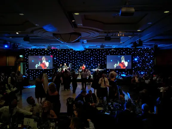 Live music, stage and lighting at a charity lunch