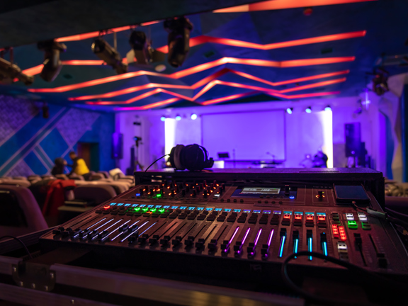 Sound/lighting deck. 