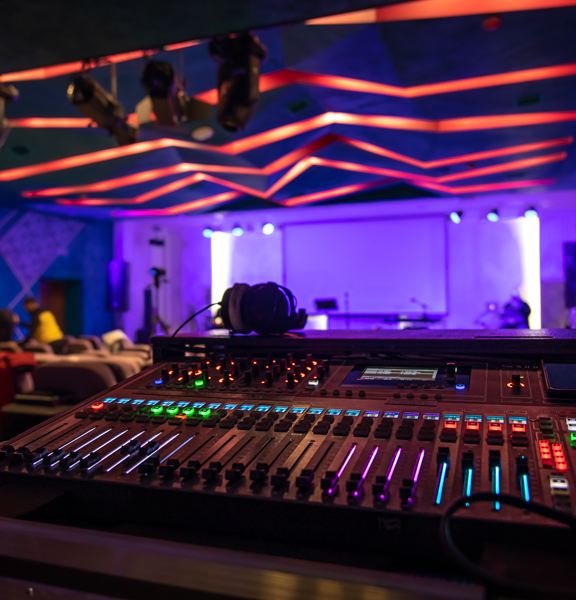 Sound/lighting deck. 