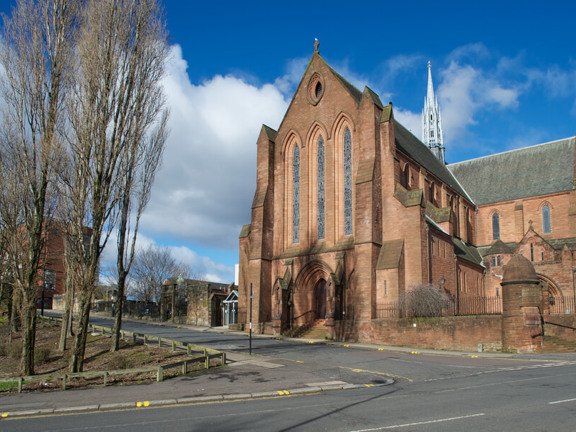 Red sandstone gothic style building known as The Barony.