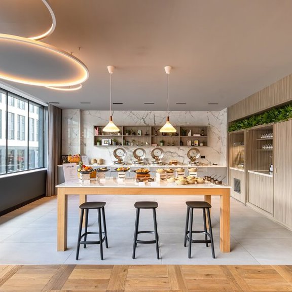 The Pantry at The Radisson Blu Hotel - set up with hot/cold food and coffee/tea stations. 