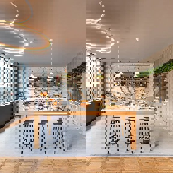 The Pantry at The Radisson Blu Hotel - set up with hot/cold food and coffee/tea stations. 