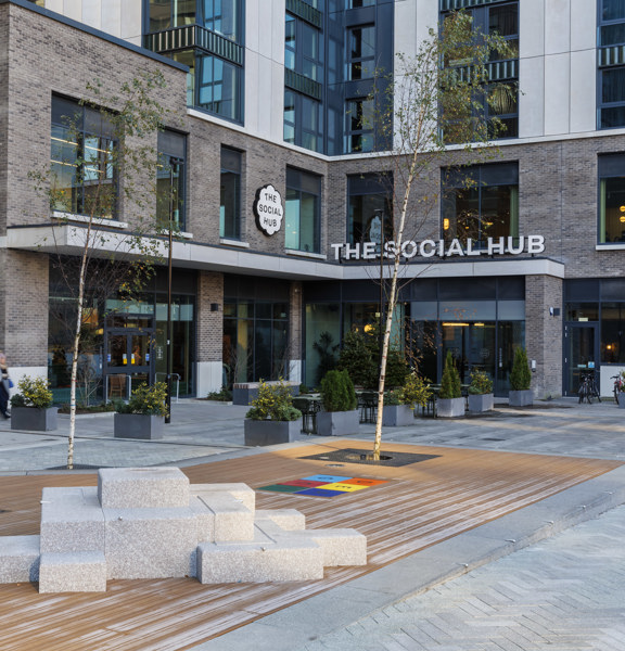 Exterior of a hotel called Social Hub
