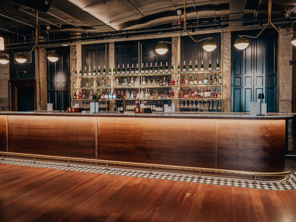 Bar with a well stocked gantry. 
