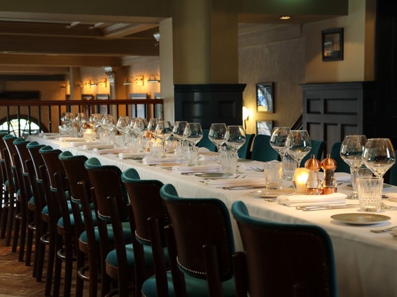 Long table for dinner.