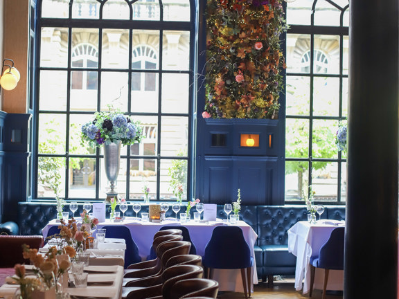 Event space set up for a meeting.