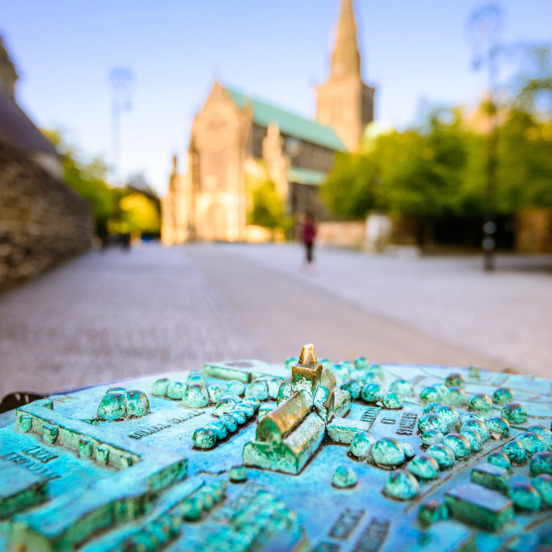 Miniature metal architecture of Glasgow Cathedral and surrounding area